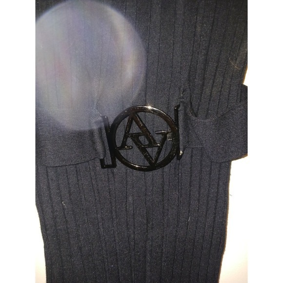 Adrienne Vittadini Studio Womens‎ Black Longsleeve Sweater With Logo Belt Size M - Picture 3 of 4